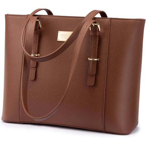Size 15.2”(17.3”)W x 12.2” H x 5.5”Professional Laptop Purse Tote Bag with Padded Compartment Fits Up to 15.6 Inch Computer, N°1-Coffee