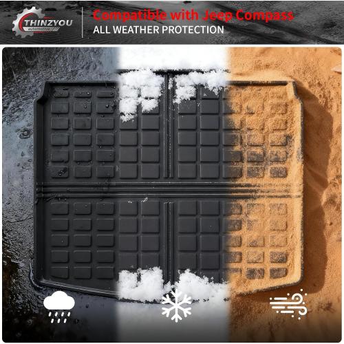 Floor Mats Compatible with 2017-2025 2026 Jeep Compass Trunk Mat Cargo Liner Cargo Mat TPE All Weather Back Seat Cover Protector 2024 Compass Accessories (Trunk Mat Backrest Mats Floor Mats)