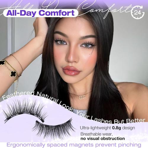 Magnetic Eyelashes Natural Look Magnetic Eyelashes with Applicator No Glue Magnetic Lashes with Applicator Wispy False Lashes with Magnets Reusable Lashes by Lanflower