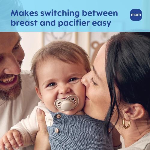 MAM Original Matte Baby Pacifiers 6-16 Months, Binky for Newborn Babies, BPA-Free Skin Soft Silicone Nipple, Easy to Clean, Developed with Medical Experts, 4 Pack, Made in Europe