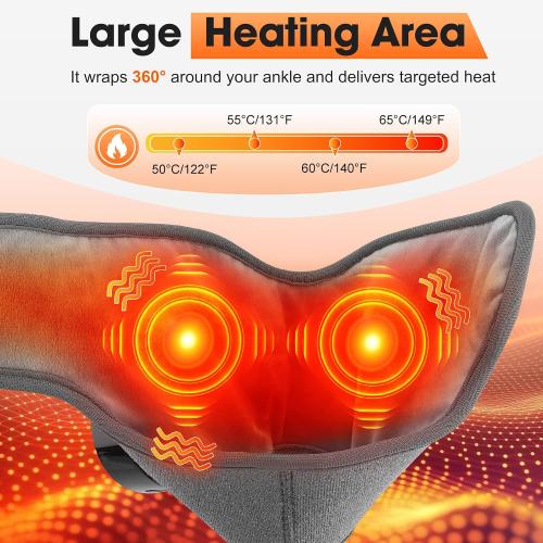 Foot Massager for Pain Relief, Foot Renew Ankle Massager, Ankle Heating Pad Heated Brace Wrap with 4 Heat Levels and 3 Vibration Modes for Women Men (Grey)