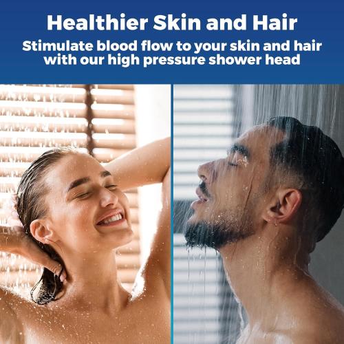 High Pressure Shower Head - Anti-Clogging Silicone Nozzles - 2.5 GPM Removable Restrictor - Easy to Clean Adjustable Replacement - easy to install with Plumbers Tape - 6 inch - Matte Black Finish