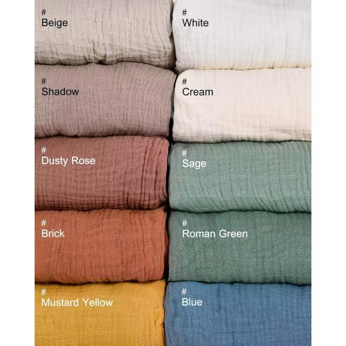 Muslin Swaddle Blankets for Baby, Unisex Baby Boys Girls Essentials, Large 47 x 47 inches, Boho Receiving Blankets Newborn Registry Must Haves (White, Simple)