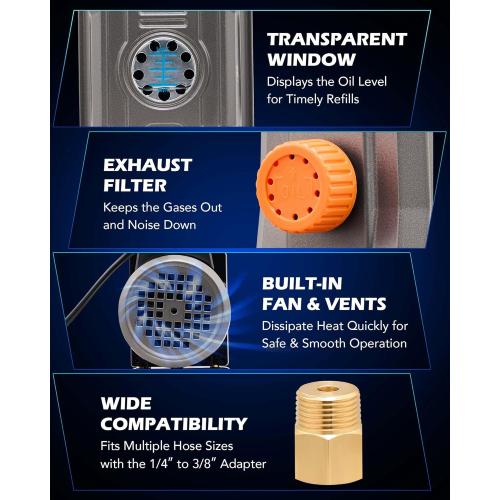 Orion Motor Tech AC Vacuum Pump and Gauge Set, 1/3 hp 4 cfm Vacuum Pump Manifold Gauge Kit with Leak Detector 3 Hoses & Accessories for R134a R12 R22 R502, A/C Vacuum Pump Kit for Auto HVAC Systems