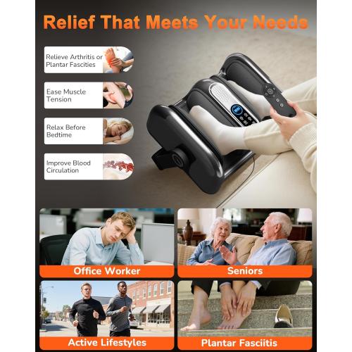 Shiatsu Foot Massager Machine with Heat : Deep Kneading Calf Massager with Vibration for Plantar Fasciitis, Neuropathy, Pain Relief, Circulation for Home and Office Use*Missing Remote*
