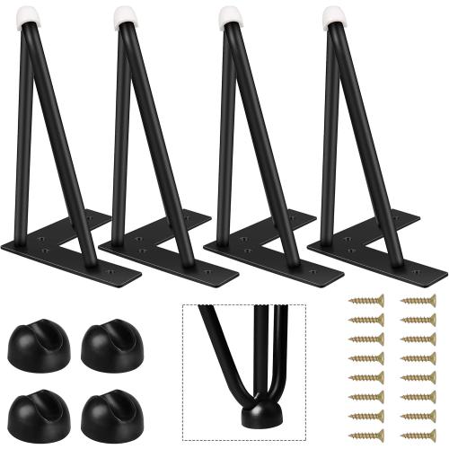 7 Inch Hairpin Legs 1/2” Dia 3-Rods Heavy Duty Hairpin Feet, Metal DIY Furniture Legs Sofa Cabinet Feet Coffee Tea Bar Stool Chair Leg, Set of 4