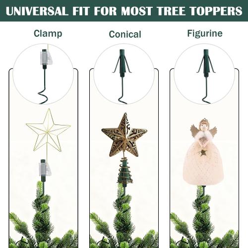 FORUP Christmas Tree Topper Holder, 3-in-1 Tree Topper Stabilizer - Fits Tree Center Poles Up to 1.25 in Diameter, Compatible with Angel/Star Toppers, Tool-Free Installation, Prevents Tilting