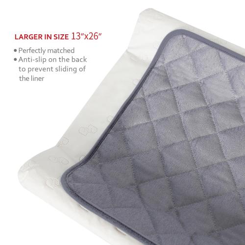 Diaper Changing Pad Liner Non-Slip, Waterproof Terry Mat, Quilted Absorbent Bassinet Liners Washable, 3 Pack 13x 26 Reusable Portable Changing Table Pad Rectangle Grey