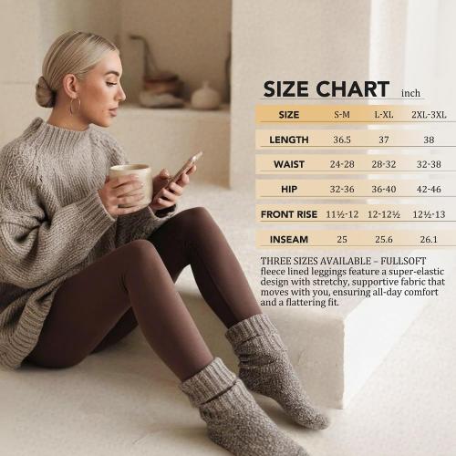 FULLSOFT 2X-3X Fleece Lined Leggings Women High Waisted Tummy Control Workout Winter Thermal Warm Soft Yoga Pants