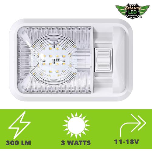 Leisure LED 5 Pack 12V Led RV Ceiling Dome Light RV Interior Lighting for Trailer Camper with Switch, Single Dome 300LM (Natural White 4000-4500K, 5-Pack)