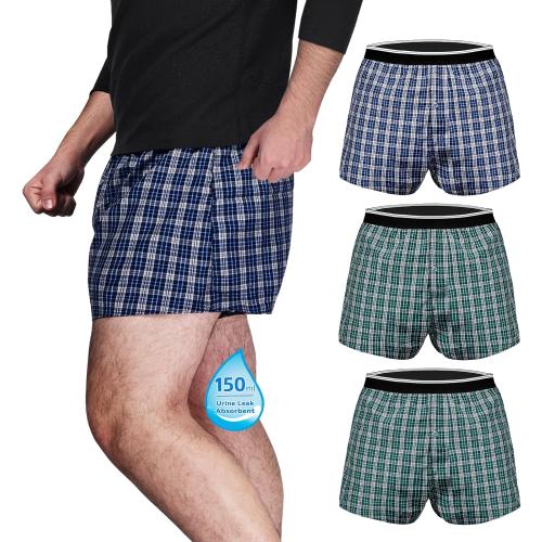 Size medium TIICHOO Washable Bowel Incontinence Underwear for Men Leakproof 100ml Absorbency Boxers Shorts Pack of 3
