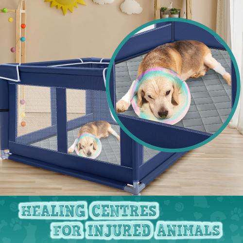 42x42 Inches Puppy Playpen with Dog Pads, Dog Playpen for Puppies or Small Dogs, Pet Playpen for Indoor & Outdoor, Sturdy Safety DogPen with Thickened Fabric, High-Strength Nylon Wire Mesh