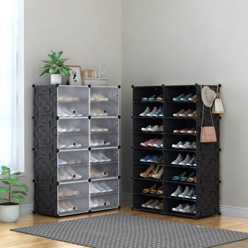 HOMIDEC Shoe Rack, 8 Tier Shoe Storage Cabinet 32 Pair Plastic Shoe Shelves Organizer for Closet Hallway Bedroom Entryway