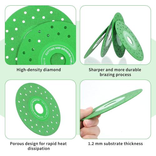 4Pcs 4.5 Inch Vacuum Brazed Ultra-Thin Multi-Pore Flat Abrasive Sheet Disc