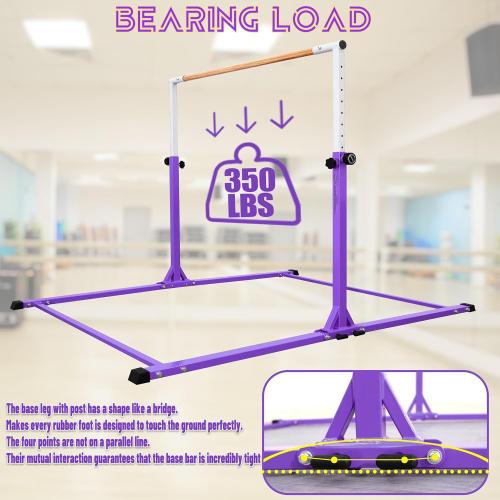 Kids Gymnastics Bar, Foldable Horizontal bar with Unique Arched Base for Home Training,Adjustable Height 35 to 59 for Kids Ages 3-18, 400 LBS Capacity,No Slip Rubber Feet Indoor Outdoors