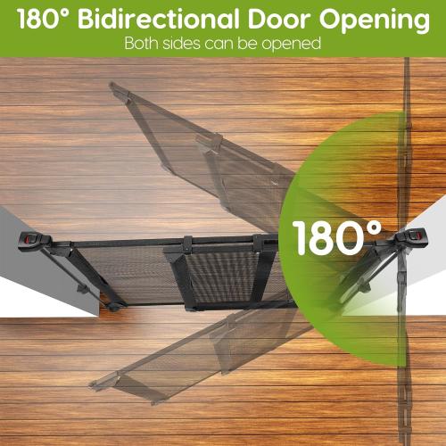 No Drill Baby Gate for Stairs No Bottom Bar, 34-55” Punch Free Dog Gate with Large Walk Thru Door, Mesh Dog Gate for The House, Swing & Dual Openings, No Drilling Pet Gates for Doorways, Black