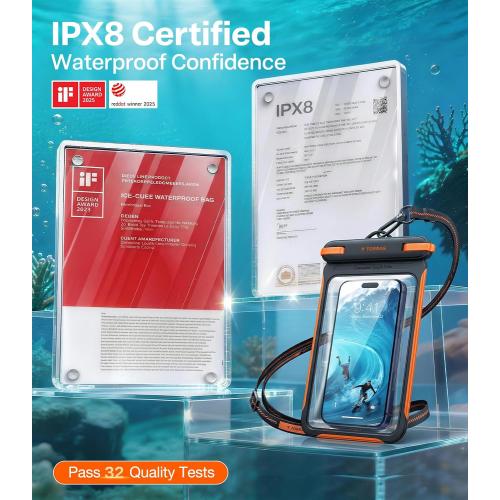 TORRAS IPX8 Waterproof Phone Pouch Floating, Underwater Screen Touchable