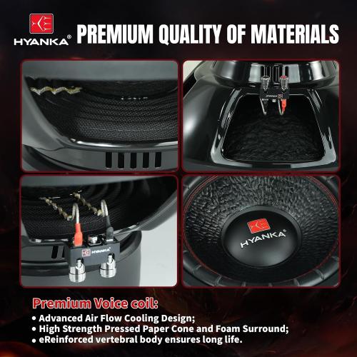 H YANKA BSC-15-4 15 Inch Subwoofer - 1200W MAX Power 15 Inch Paper Cone Subwoofer Car Audio, Black Iron Basket, 2.5“ Dual Voice Coil 4 Ohm Impedance 15 Sub for Cars