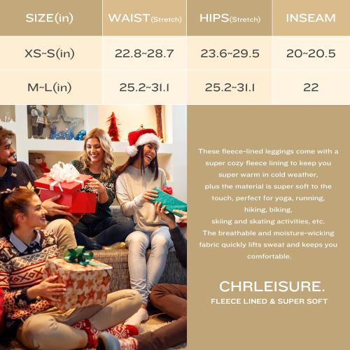 CHRLEISURE Women's Fleece Lined Tights - Fake Sheer Warm Pantyhose Thick Winter Leggings medium
