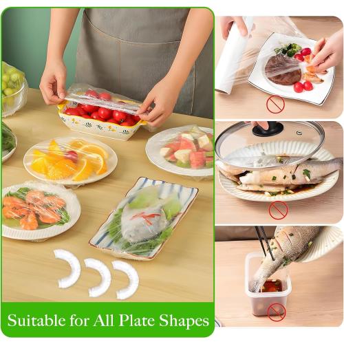 Bowl Covers Elastic - 100 Count - Reusable Plastic Bowl Covers - Covers 4-9 Inch Bowls/Plate, Flexible Food Cover, Multi-Purpose Kitchen Outdoor Must-Have