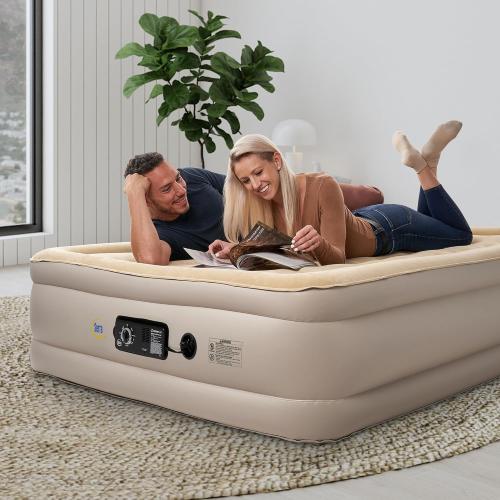 Serta Raised Air Mattress with Never Flat Pump | Luxury Inflatable Mattress with Built in Air Pump to Ensure a Good Night’s Rest | Heavy Duty Blow Up Mattress with Self Inflating Pump