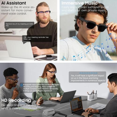 AI Smart Glasses with Camera,  Photo/Video, Anti-Shake Recording, Music & Bluetooth Calling, Real-Time Translation