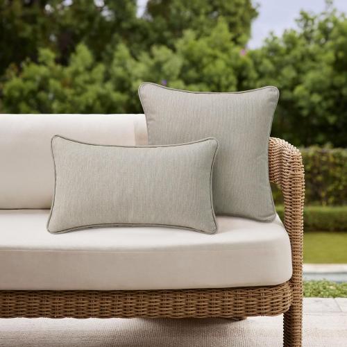WHITE Sunbrella Decorative Outdoor Water Repellent Throw Pillows with Inserts, Set of 4, 20 x12 Pillows for Patio, Backyard, Bed, Couch, and Patio Furniture, Specrtum Pebble
