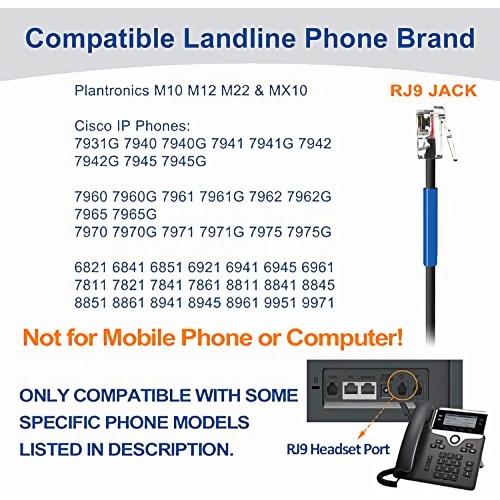 Wantek Cisco Phone Headset with Microphone Noise Cancelling, RJ9 Telephone Headsets Compatible with Cisco Office Phones 7940 7942 7945 7960 7962 7965 7811 7821 8811 8841 8845 8851 Plantronics M12 M22