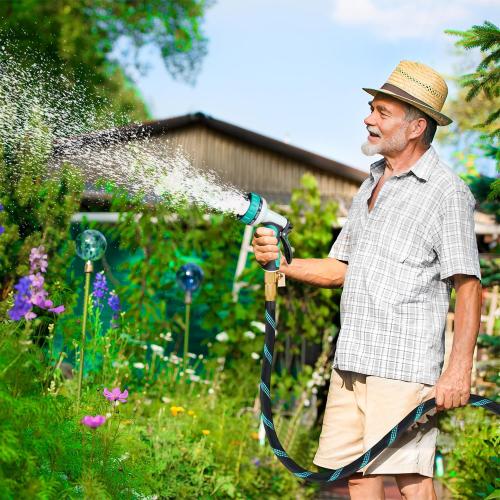 Garden Hose 50 ft, 2025 Upgarded Flexible Water Hose 50ft With 10-Pattern Spray Nozzle, Kink-Free, Lightweight, Durable, Leak-Proof Solid Brass Fittings (Black & Cyan)