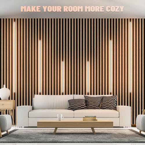 Lichaser LED Recessed Lighting for Acoustic Panel, 6 Pcs of 3000K Dimmable LED Strip Light for Wood Slat Wall Panel in Parallel with Touch Sensor, Self-Adhesive for Slat Wall Decor (4*28 in 2*16 in)