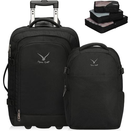 Hynes Eagle 2 in 1 Travel Backpack 22 inches Carry on Luggage 63L Rolling Backpack for Men Women with Packing Cubes 3PCS Set