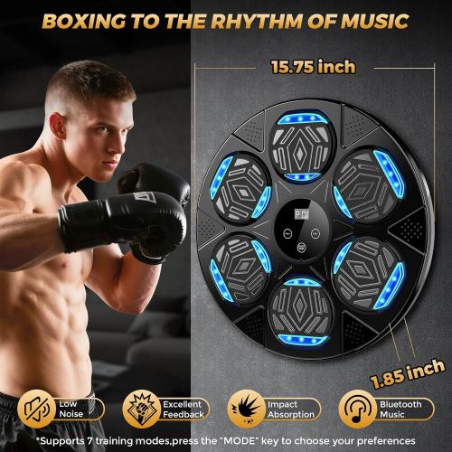 LOLBOX 2026 Music Boxing Machine for Adults and Kids, Smart Bluetooth Boxing Training Equipment with Gloves Wall Mounted, Workout Punching Machine for Home,Office and Gym