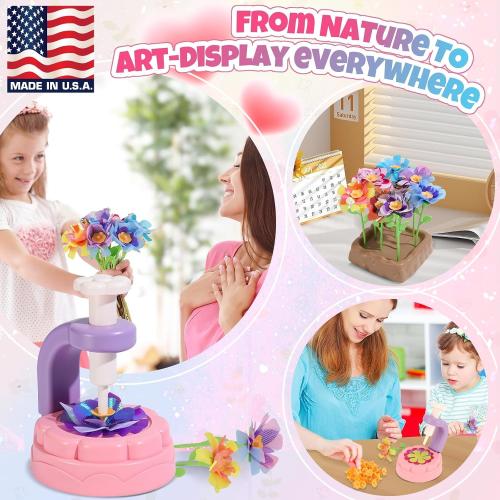 R RUCKERCO Flower Bouquet Craft Kits, DIY Arts and Crafts for Kids 4-6-8,Kids Crafts and Toys for Girls Toddler Activities Girl Art, 4 5 6 7 8 Year Old Girl Birthday Gifts Ideas Gifts for Girls 8-12
