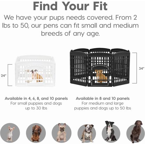 IRIS USA 24 4-Panel Dog Playpen with Door, 35 x 35 x 24, Puppy Playpen, Dog Play Pen Indoors, Pet Fence, Puppies/Small Dogs, White