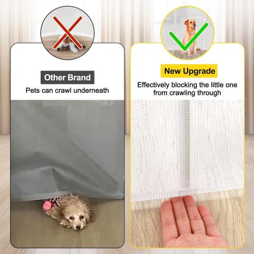 Reinforced 42” Extra Tall Retractable Dog Gate for Doorways 60” Wide Mesh Baby Gate, Tall Baby Gates for Stairs with Rods to Prevent Crawling Through Retractable Pet Gate Indoor Outdoor, White