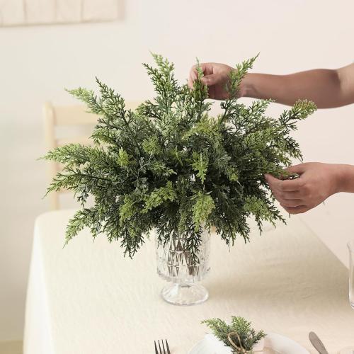 Real Touch Christmas Cedar Branches-18 Inches, Artificial Cedar Branch Faux Greenery Plants Stem Fake Pine Picks for Vase DIY Crafts Garland Wreath Xmas Indoor Outdoor Decor (12 Pcs)