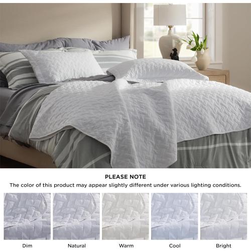Bedsure Quilts King Size - Lightweight Bedspreads King Size with Basket Weave Pattern, Soft Quilt Bedding Set, White Comforter Set Coverlet for All Seasons with 2 Pillow Shams (106 x 96)
