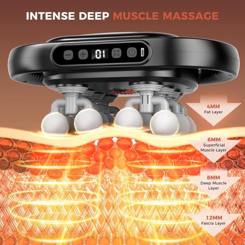 Beyn New 16-Head Massage Gun Set - 16 Gray Heads Included, 30 Speed Levels, Deep Tissue Massage for Back/Leg/Foot Muscle Relaxation, Portable Design
