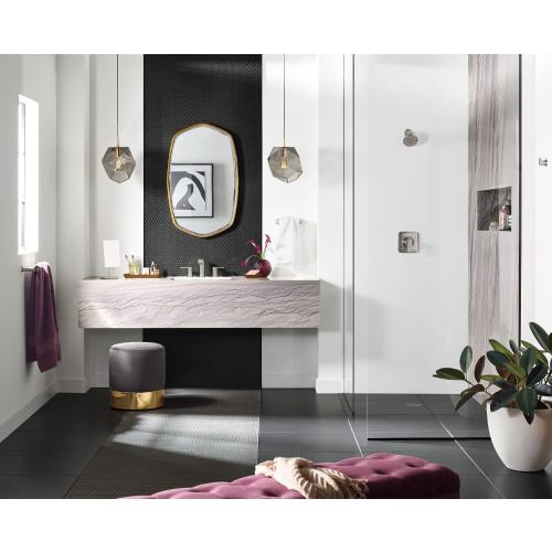 Moen Genta LX Brushed Nickel Two-Handle Three-Hole Widespread Modern Bathroom Sink Faucet with Drain Assembly, (Valve Required), T6708BN
