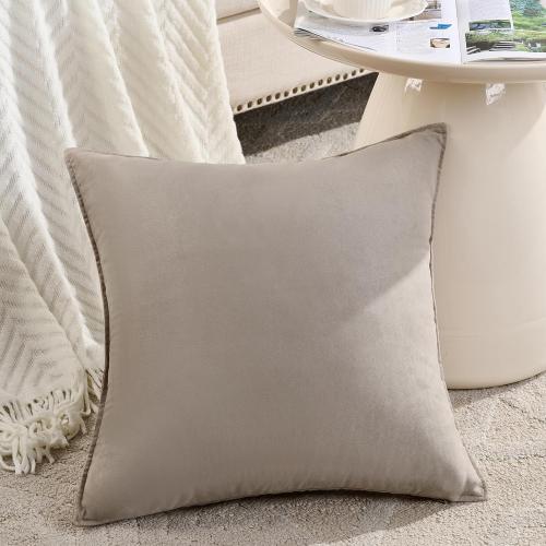Fancy Homi 2 Packs Taupe Decorative Throw Pillow Covers 18x18 inch, Super Soft Faux Suede Decor Square Pillow Covers, Solid Cushion Cover for Couch Living Room Sofa Bedroom 45x45 cm