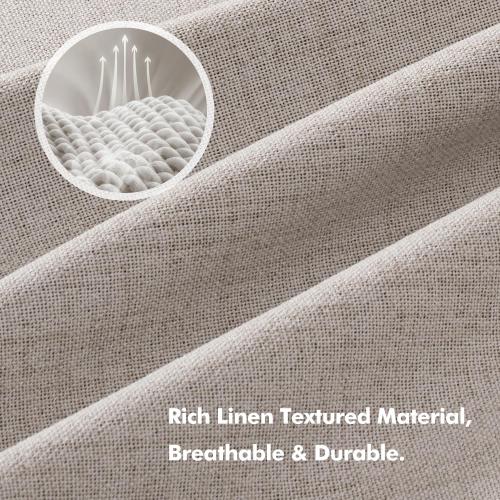 MIULEE 100% Blackout Linen Curtains for Bedroom, Ivory Solid Luxury Decor Thermal Insulation Room Darkening Drapes for Living Room Nursery Back Tab Rod Pocket 42 x 84 Inches, 2 Panels