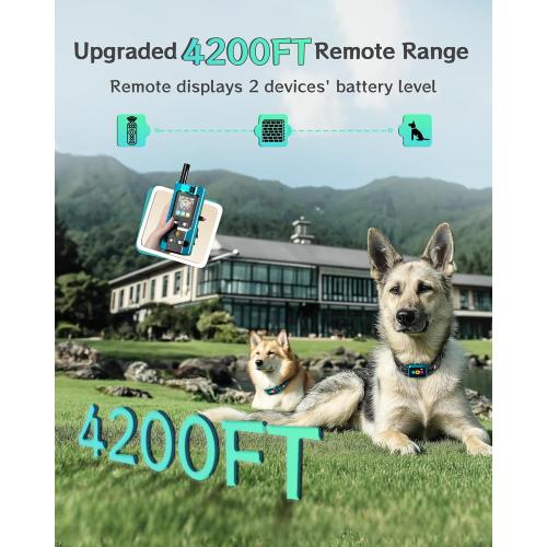 Dog Shock Collar for 2 Dogs 4200FT: Innovative Step Counter & Smart Color Screen Dog Training Collar with Remote 5 Modes, IP67 Waterproof Rechargeable Ecollars for Large Medium Small Dogs