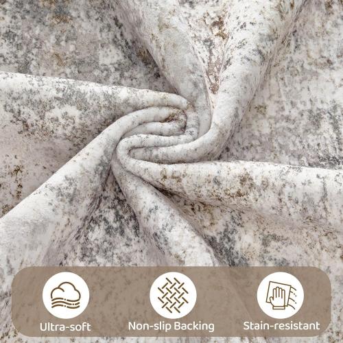 UERMEI Area Rug Living Room Rugs - Washable Neutral Modern Abstract Soft Thin Large Rug Indoor Floor Non Slip Rug Carpet for Bedroom Under Dining Table Home Office Decor - Brown Grey