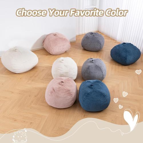 Bean Bag Chair with Corduroy Cover for Teens and Kids, Small Comfy Fluffy Floor Chair for Living Room Bedroom