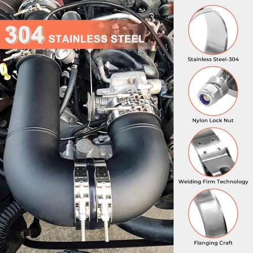 2 Pack 2.5 T-Bolt Hose Clamps, 304 Stainless Steel Turbo Intake Clamp, Working Range 2.76-3.07(70mm-78mm) for 2.5 I.D. Hose with 5mm Wall Thickness.(Measure your hose O.D. before buying)