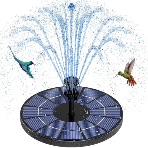 AISITIN 3.5W Solar Fountain Pump Built-in 1500mAh Battery, Bird Bath Fountain with 6 Nozzles, Solar Floating Water Pump for Bird Bath, Fish Tank, Pond, Pool, Garden and Outdoor