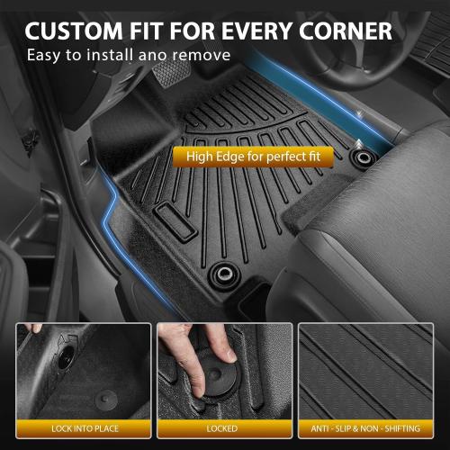 Powerty Floor Mats for Honda Odyssey 2026 2025-2018 Mini Passenger Van Car Mats, All Weather TPE Custom 1st 2nd & 3rd Rows Floor Liner and Cargo Liner Honda Odyssey Accessories (Floor Mats Trunk Mat)