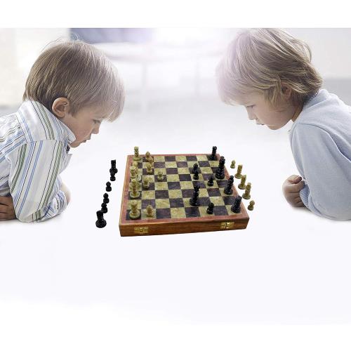 Marble Stone Art Unique India Chess Pieces and Board Games Set 8 X 8 Inches - Indian Handmade Unique Gifts