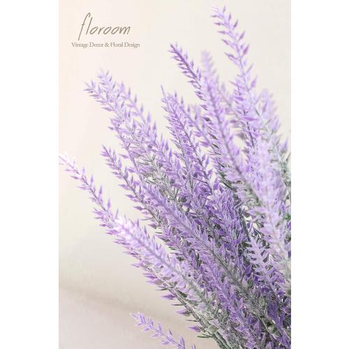 Floroom Artificial Purple Lavender, 4 Bushes Flocked Fake Lilac Flower for Wedding Bouquet DIY Table Centerpieces and Floral Arrangement Decoration