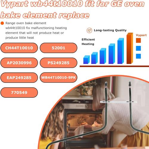 Replacement GE Oven Bottom Heating Element WB44T10010 - Compatible with GE Spectra Oven Element, 2585W, 240V, Fast Heating & Easy Installation